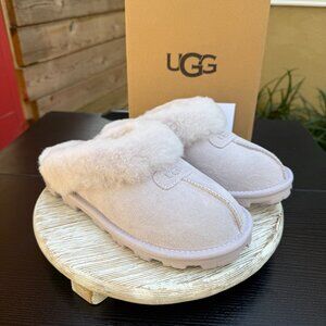 UGG Coquette Slippers Slides Women's 7 Bay Fog Cottagecore Suede Slip On New